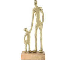SCULPTUUR MAN EN KIND ALUMINIUM 10X5X24CM GOUD