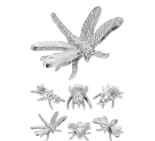 Insecten aluminium Zilver 7cm 6 assortie