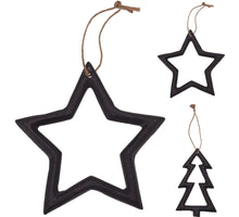 HANGDECO ALUMINIUM BOOM EN STER ASSORTIE ZWART 10CM