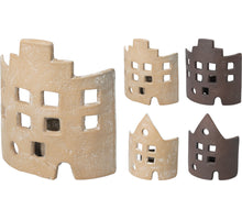 THEELICHT HUISJE ALUMINIUM 9X5,5X11CM 4 ASSORTIE