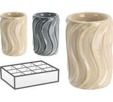 Ceramic swirl tealight holder, D7.5 cm high, 11.3 cm, 2 assorted
