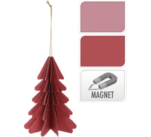 KERSTBOOM PAPIER HANGDECO 15CM ROOD/ROZE ASSORTIE