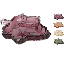 SCHAALTJE GLAS 14X2X11CM BLAD DESIGN 4 ASSORTIE