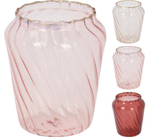 Tealight holder/vase glass 7cm 3 assorted colors