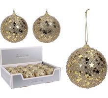 KERSTBAL POLYFOAM D8 CM GLITTER GOUD 2 ASSORTIE DESIGN