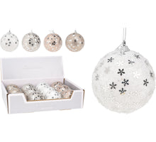KERSTBAL POLYFOAM D8 CM GLITTER WINTER WHITE 4 ASSORTIE KLEUR