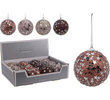 KERSTBAL POLYFOAM D8 CM GLITTER WINTER WARM 4 ASSORTIE KLEUR