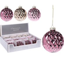 KERSTBAL GLAS 80MM 3 ASSORTIE ''LILA''