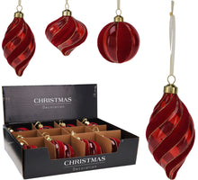 ORNAMENT GLASS D8 and D6 H12.5CM RED VELVET 3 ASSORTED SHAPES