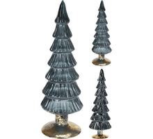 GLASS TREE D9 H25CM DARK BLUE 2 ASSORTED