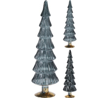 GLASS TREE D10 H34CM DARK BLUE 2 ASSORTED