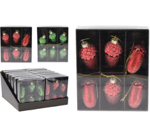 EIKEL HANGDECO GLAS SET VAN 6 D4 H6,5CM ROOD GROEN ASSORTIE