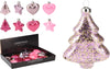 ORNAMENT GLAS 8X3X8CM 12 ASSORTIE DESIGN PINK PARTY COLOURS