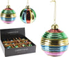 CHRISTMAS BALL GLASS D8 CM MULTICOLOR STRIPE 2 ASSORTED