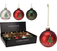 KERSTBAL GLAS BOOM D8 CM 3 ASSORTIE KLEUR