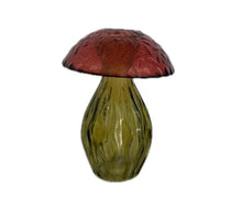 Mushroom glass bottle d8.8x12h terra/olive