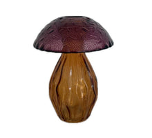 Mushroom glass bottle d8.8x12h terra gray/orange