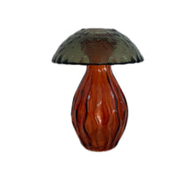 Mushroom glass bottle d8.8x12h olive/terra