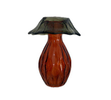 Mushroom glass bottle olive/terra d8.8x12h