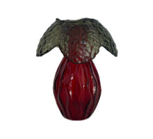 Mushroom glass bottle d9.1x12h olive/dark brown