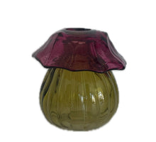 Mushroom glass bottle d8.8x8.7h terra gray/olive