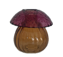 Mushroom glass bottle d8.8x8.7h terra gray/orange