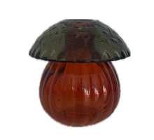 Mushroom glass bottle d8.8x8.7h olive/terra