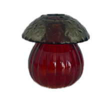 Mushroom glass bottle d8.8x8.7h olive/dark brown