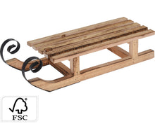 SLEE HOUT 40X14X10CM BRUIN MET METALEN KRUL