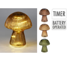 PADDENSTOEL GLAS MET LED D12 H15CM 3 ASSORTIE KLEUREN