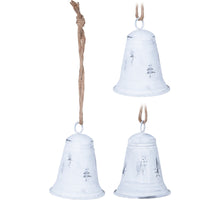 WHITE METAL BELL WITH JUTE HANGER D9 H13CM 2 ASSORTED