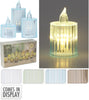 SET/3 LED STRIPE CANDLES D3.8 H5/6.5/8CM 4 ASSORTED COLORS INCL 3xLR1130 BATTERIES