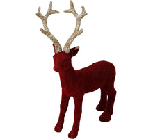 HERT STAAND 15X6X19CM POLYSTONE GEVLOKT BURGUNDY
