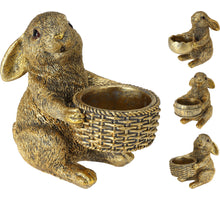 KANINCHEN TEELICHTHALTER GOLD POLY 12X7,5X12CM - 3 STÜCK SORTIERT