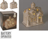HUIS MET LED PORSELEIN BEIGE 12,5X10X14CM 2 ASSORTIE INCL. 2X LR44 BATTERIJ