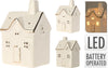 HOUSE WITH LED PORCELAIN WHITE 8X6X12CM 4 ASSORTED INCL. 3X LR44
