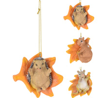 HERFSTDIER OP BLAADJE 8CM HANGDECO POLYESTER 3 ASSORTIE