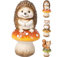 PADDENSTOEL KERAMIEK MET DIER ER OP D6 H12CM 3 ASSORTIE