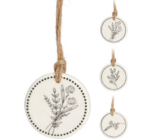 HANGDECO ROND KERAMIEK MET BLOEM 6CM 3 ASSORTIE