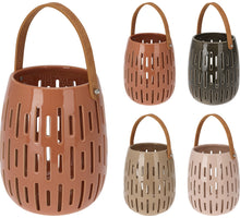 LANTAARN KERAMIEK MET HANDVAT D15,5 H20CM 4 ASSORTIE KLEUR