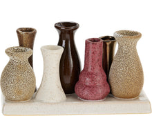 VAASJES OP PLATEAU KERAMIEK 7STS 19X7X10CM BRUIN