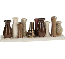VAASJES OP PLATEAU KERAMIEK 10STS 30X7X10CM BRUIN