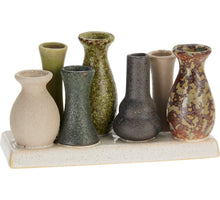 VAASJES OP PLATEAU KERAMIEK 7STS 19X7X10CM GROEN