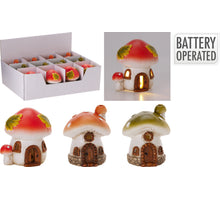 PADDENSTOEL KERAMIEK MET LED 8,5X7,5X9CM 3 ASORTIE (incl. 2X LR44)