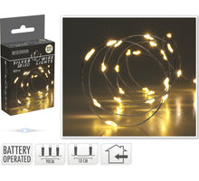 LED INDOOR ZILVERDRAAD 10L/90CM LED WARM WIT - INCL 2x KNOOPCELBATTERIJ