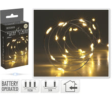 LED INDOOR ZILVERDRAAD 40L/195CM LED WARM WIT - WERKT OP 3XAA