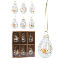 S/6 HANGDECO PAASEI GLAS 5,5CM MIX