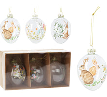 S/3 HANGDECO PAASEI GLAS 8CM MIX