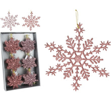 SNEEUWVLOK HANGDECO 15CM 2 ASSORTIE ROZE MIX GLITTER