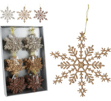 SNEEUWVLOK HANGDECO 15CM 3 ASSORTIE AMBER MIX GLITTER